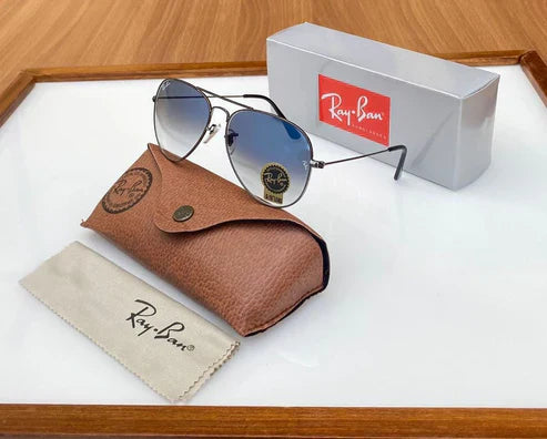 RB Blue Shade & Black 3026 Aviator Hot Favourite Wintage Sunglass For Unisex.