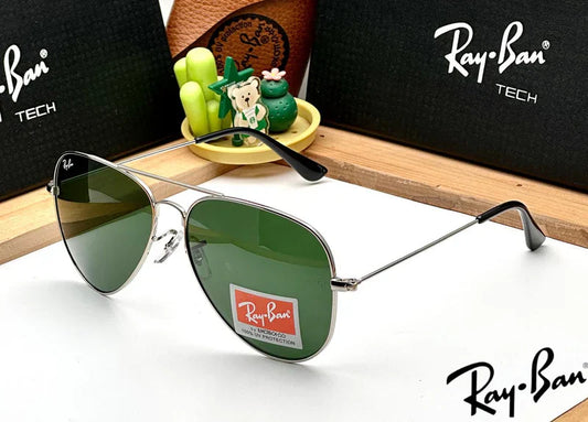 RayBan Aviator Classic Silver G-15 UV-400 Sunglasses