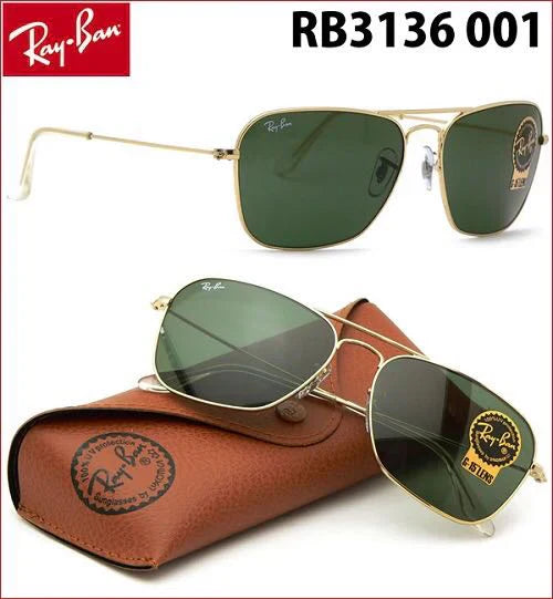 RAY BAN Black Gold 3136 Square Aviator Trendy Hot Favourite Wintage Sunglass For Unisex.