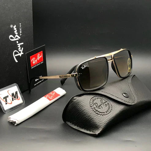 RB Brown Shade & Gold 4413 Square Side Cap Hot Favourite Wintage Sunglass For Unisex.