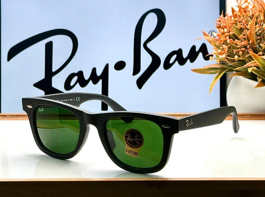 RayBan 2140 MATT G-15 Black Green GLASS LENS WAYFARER UV-400 SUNGLASSES