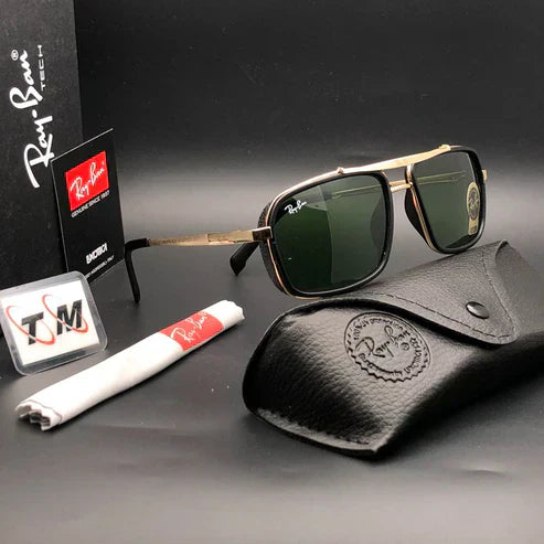 RAYBAN Green & Gold 4413 Square Side Cap Hot Favourite Wintage Sunglass For Unisex.