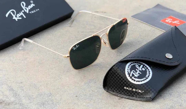 RAY BAN Black Gold 3136 Square Aviator Trendy Hot Favourite Wintage Sunglass For Unisex.