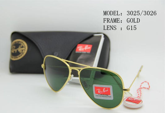RB Green & Gold 3026 Aviator Causal Latest Sunglass For Unisex.