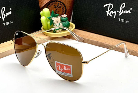 RayBan Aviator Classic Gold Brown UV-400 Sunglasses