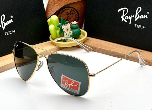 RayBan Aviator Classic Gold Black UV-400 Sunglasses